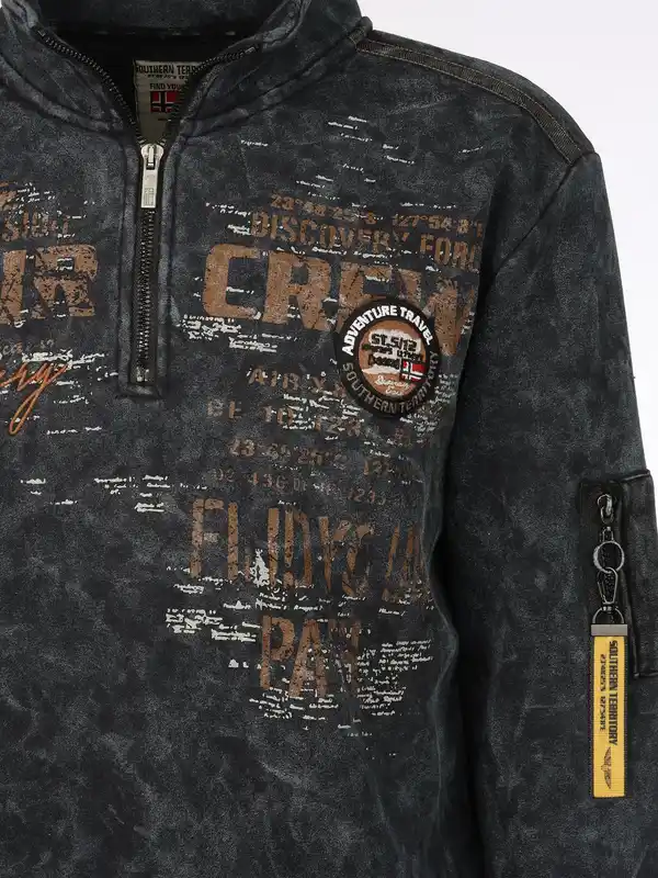 Bild 3 von Herren Sweattroyer mit Print Marine