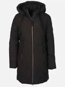 Damen Steppmantel mit Kaputze Schwarz