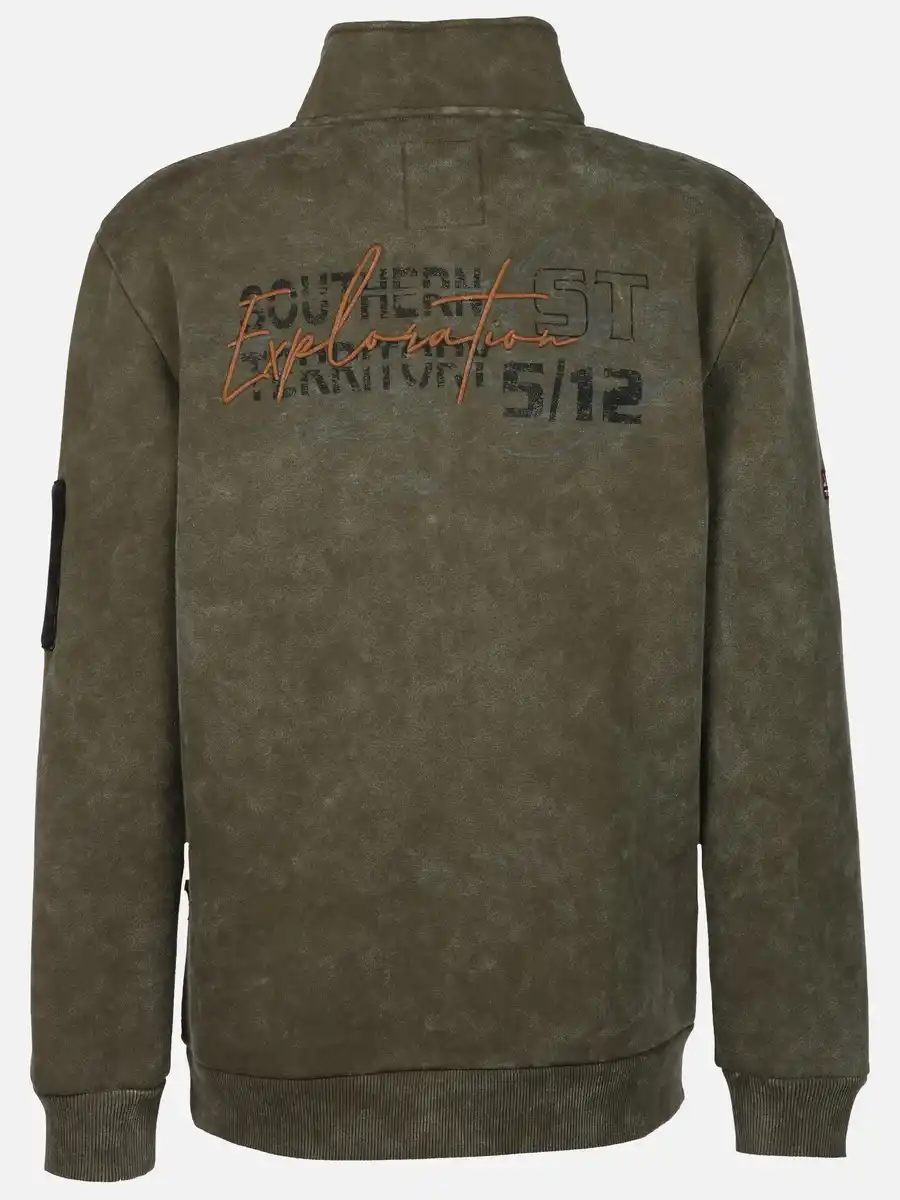 Bild 2 von Herren Sweattroyer mit Print Oliv