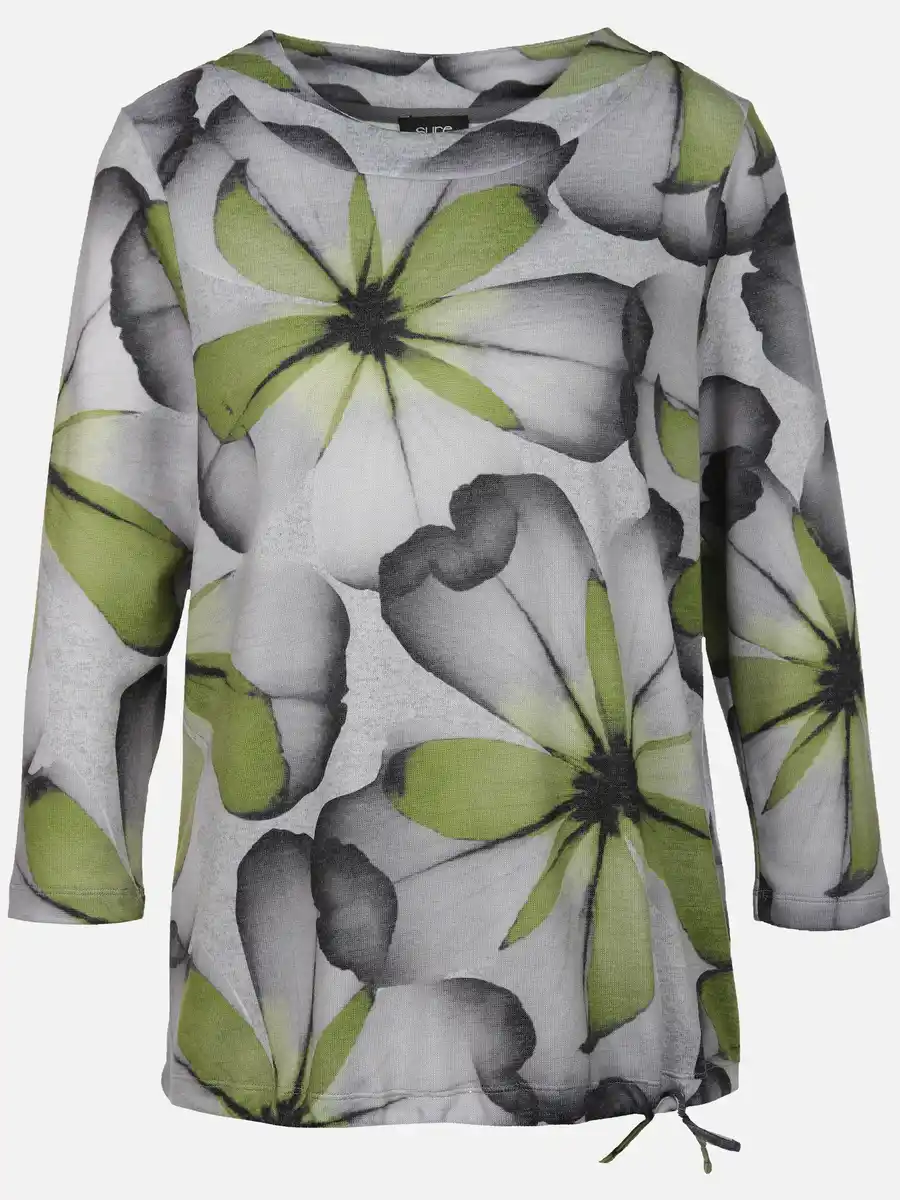 Bild 1 von Damen Flauschshirt mit Blumenprint Oliv