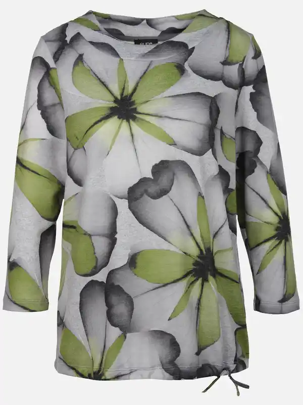 Bild 1 von Damen Flauschshirt mit Blumenprint Oliv