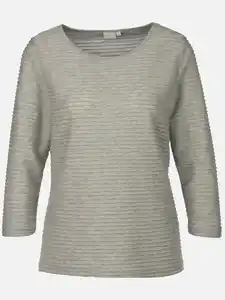 Damen Struktur Shirt mit 3/4 Arm Grau