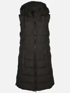 Damen Steppweste in langer Form Schwarz