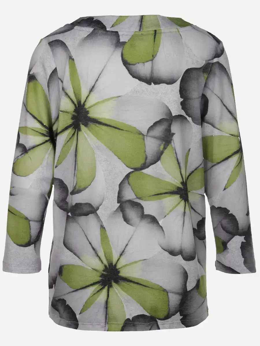 Bild 2 von Damen Flauschshirt mit Blumenprint Oliv