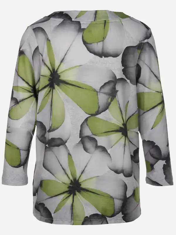 Bild 2 von Damen Flauschshirt mit Blumenprint Oliv