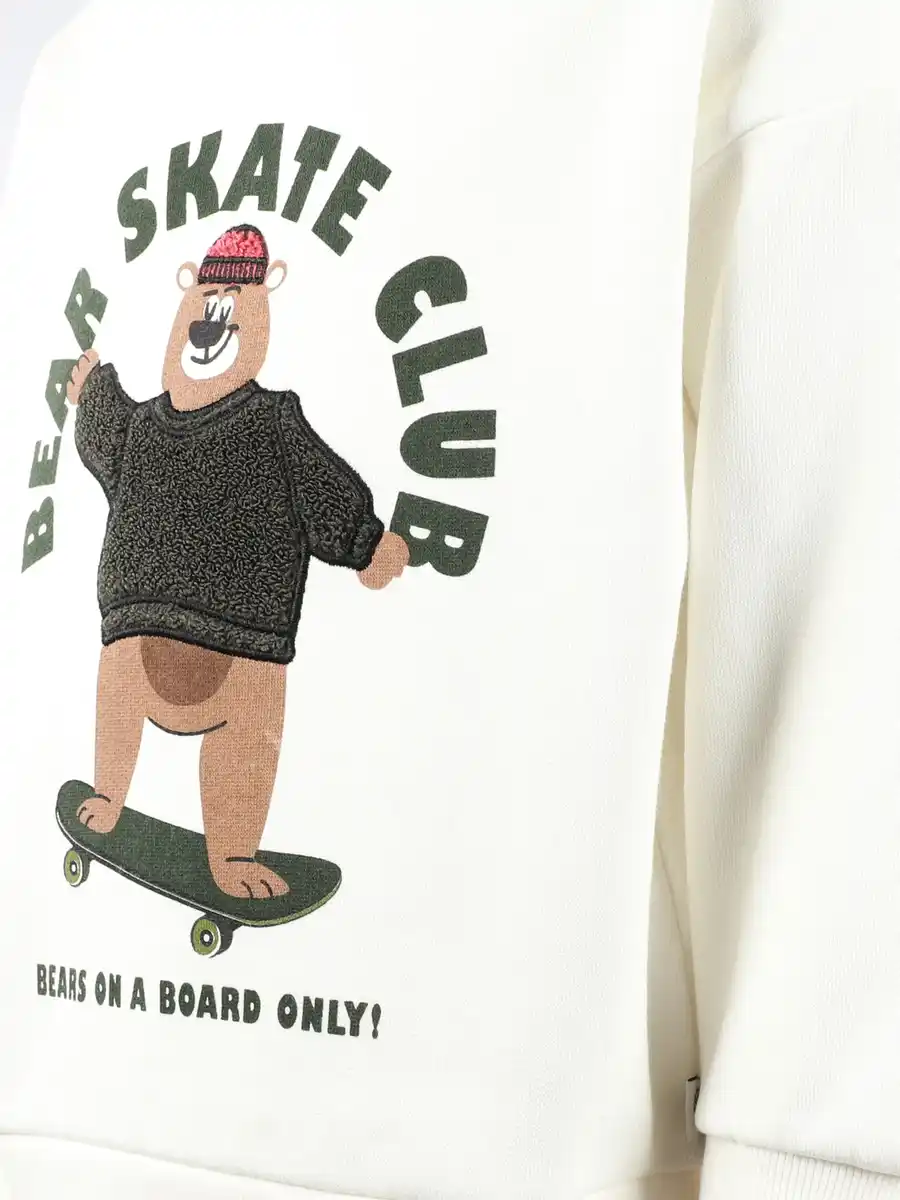 Bild 3 von Jungen Sweatshirt mit lustigem Skaterbärmotiv Weiß