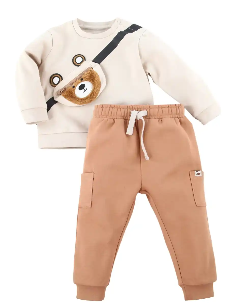 Bild 1 von Baby Jungen Set,2tlg., best. aus Sweatshirt und Hose Beige