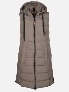 Damen Steppweste in langer Form Grau