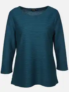 Damen Struktur Shirt mit 3/4 Arm Blau