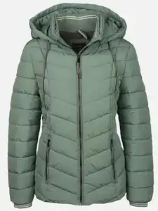 Damen Steppjacke mit abnehmbarer Kapuze Salbei