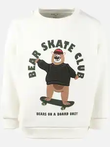 Jungen Sweatshirt mit lustigem Skaterbärmotiv Weiß