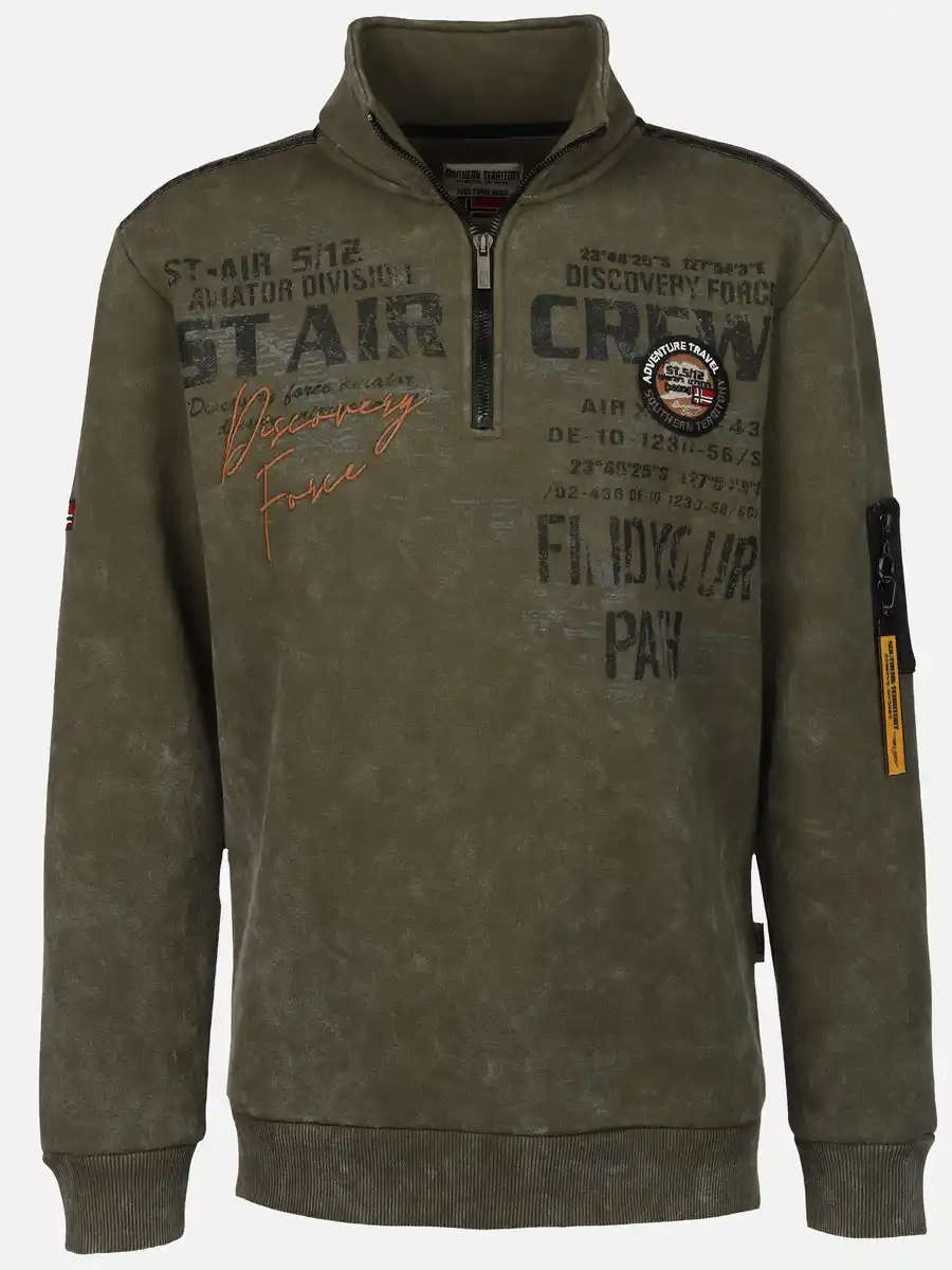 Bild 1 von Herren Sweattroyer mit Print Oliv