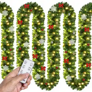 LED-Weihnachtsgirlande 5 m mit Deko und Fernbedienung