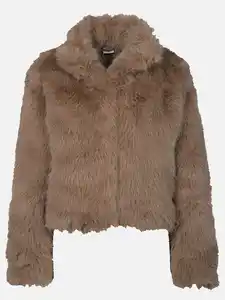 Damen Jacke mit Kunstfell Braun