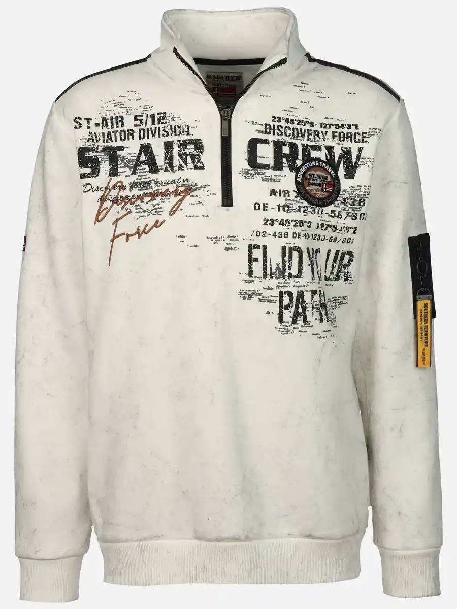 Bild 1 von Herren Sweattroyer mit Print Weiß