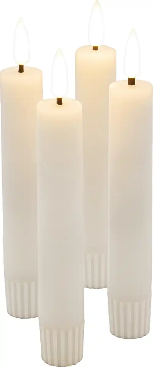 Bild 2 von IDEENWELT 4er Set LED Stabkerzen 3D Flamme 15cm wh