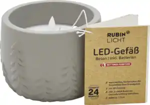 IDEENWELT LED Gefäß 3D flamme Beton Tannenzapfen g