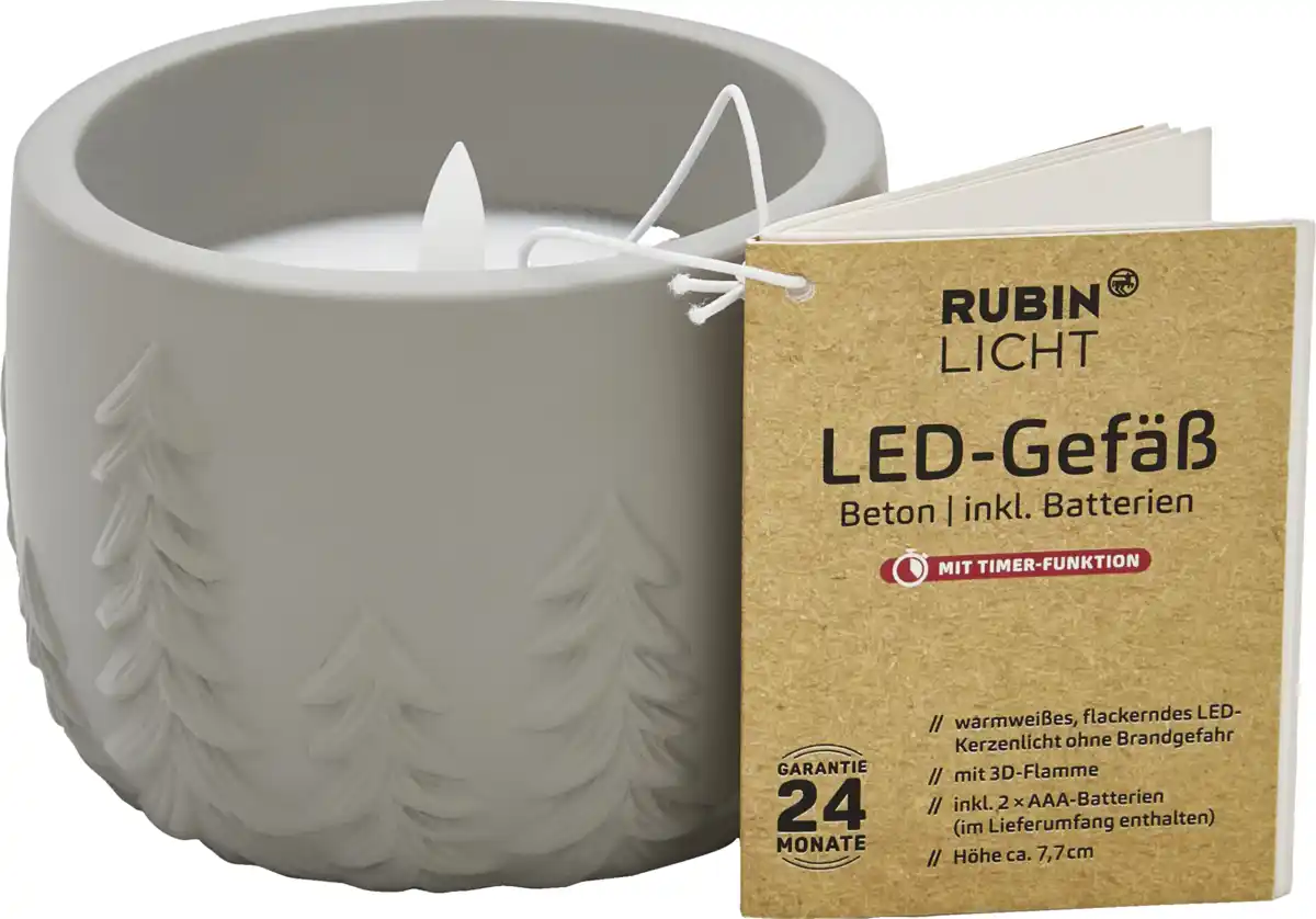 Bild 1 von IDEENWELT LED Gefäß 3D flamme Beton Tannenzapfen g