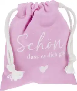 DEKOWELT Beutel mit Spruch aus Baumwolle