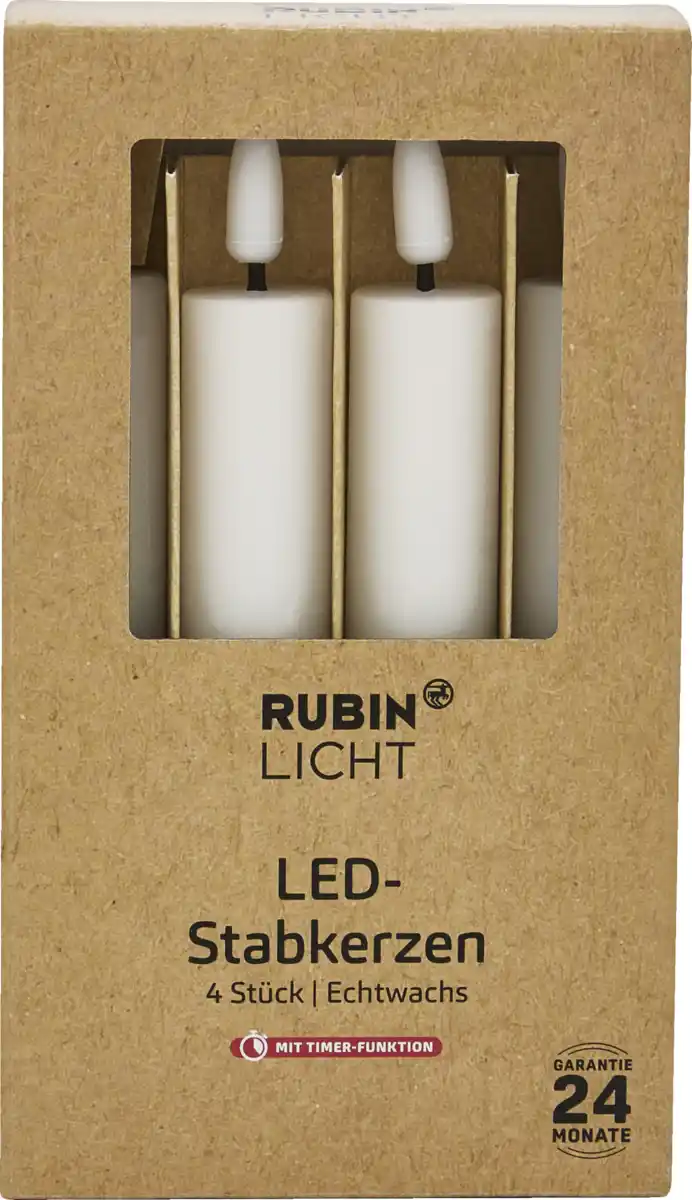 Bild 1 von IDEENWELT 4er Set LED Stabkerzen 3D Flamme 15cm wh