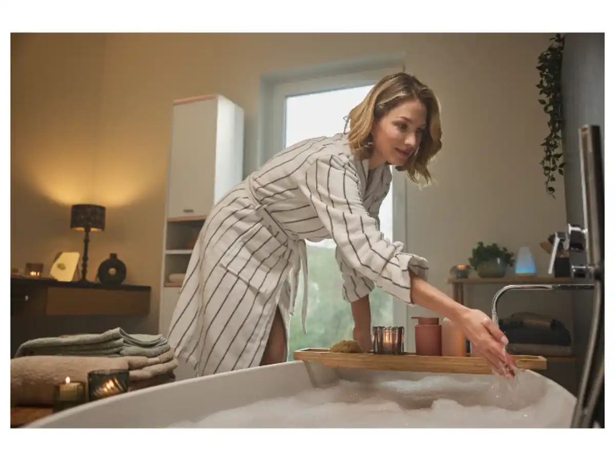 Bild 2 von LIVARNO home Unisex Bademantel, mit Schalkragen