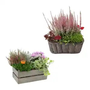GARDENLINE Bepflanztes Holzgefäß