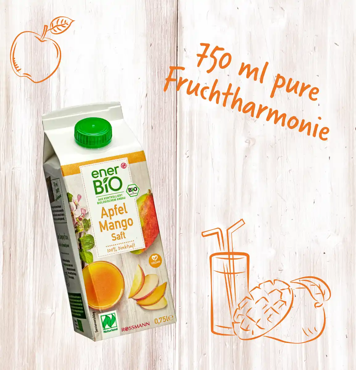 Bild 3 von enerBiO Apfel-Mangosaft Naturland, 750 ml