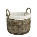 Bild 1 von Korb »Universell«, BxHxT: 24 x 40 x 32 cm, rund, Rattan/Baumwolle, grau