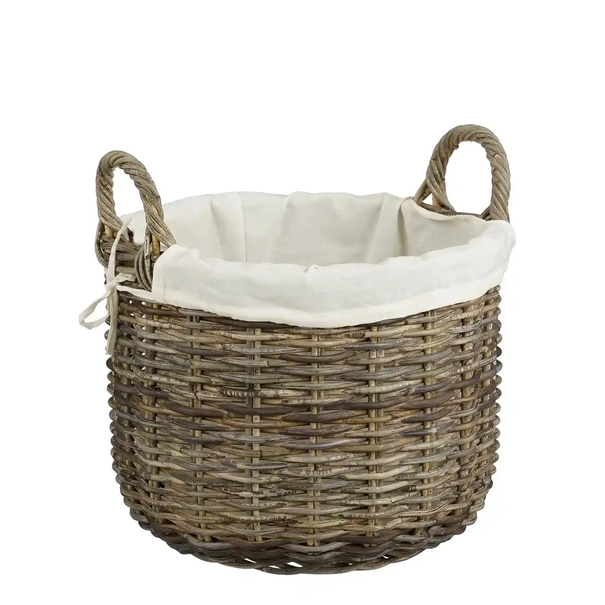 Bild 1 von Korb »Universell«, BxHxT: 24 x 40 x 32 cm, rund, Rattan/Baumwolle, grau