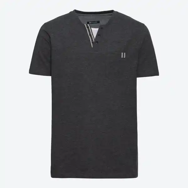 Bild 3 von Herren-T-Shirt mit Henley-Kragen