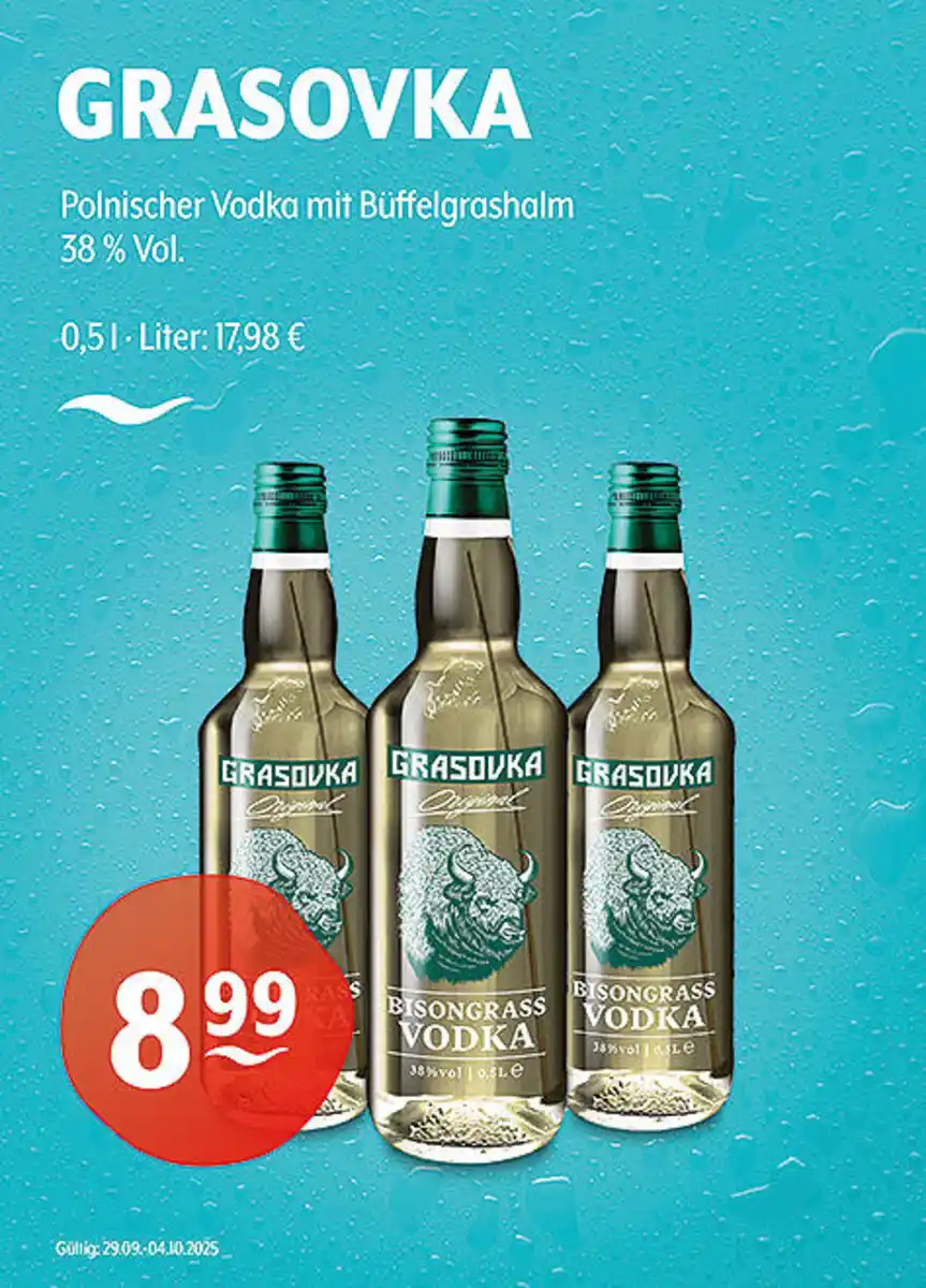 Bild 1 von GRASOVKA Polnischer Vodka mit Büffelgrashalm 38 % Vol.