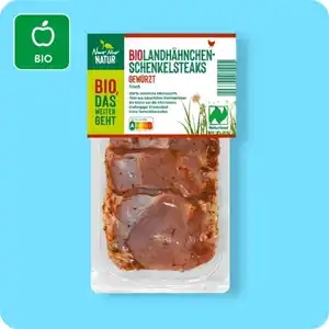 NUR NUR NATUR Bio-Landhähnchen-Schenkelsteaks, Gewürzt