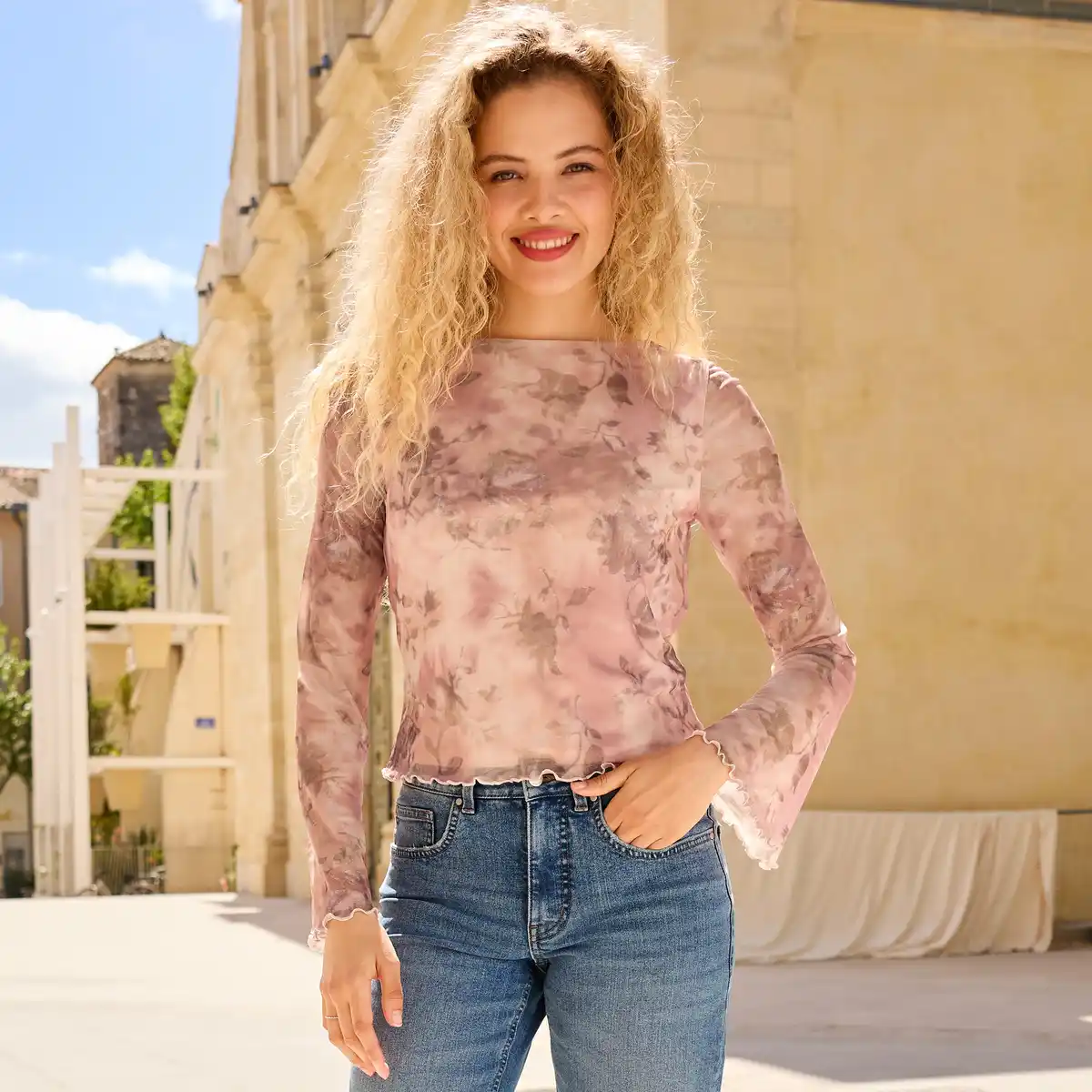 Bild 1 von Damen-Langarmshirt mit Trompetenärmeln