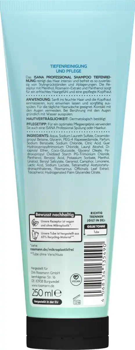 Bild 2 von ISANA PROFESSIONAL Shampoo Tiefenreinigung, 250 ml