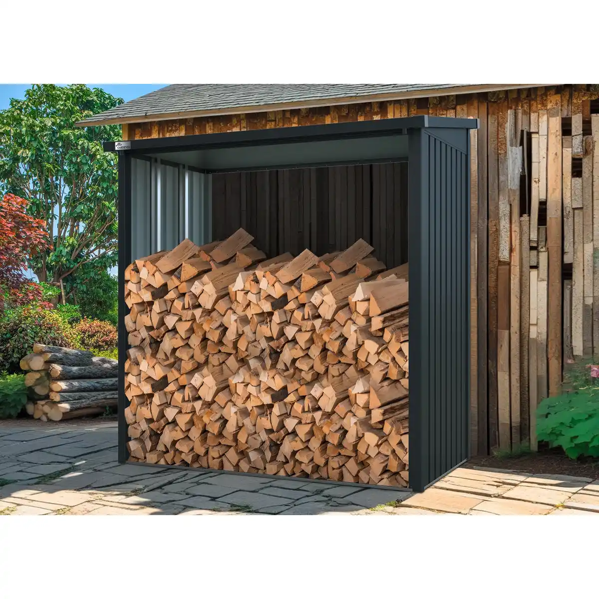 Bild 1 von Mr. GARDENER Holzregal, Stahlblech, 106x180x189 cm, metallic grau