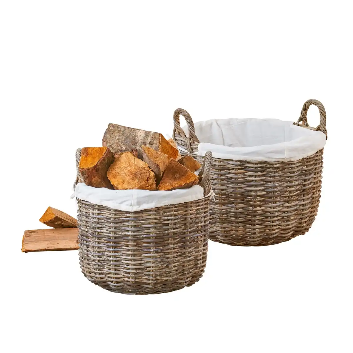 Bild 3 von Korb »Universell«, BxHxT: 24 x 40 x 32 cm, rund, Rattan/Baumwolle, braun