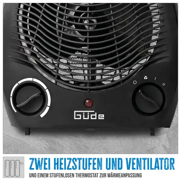 Bild 4 von GÜDE Heizlüftgerät »GH 2000 B«, 2 Stufen, 2 kW, mit Überhitzungs- und Kippschutz, schwarz
