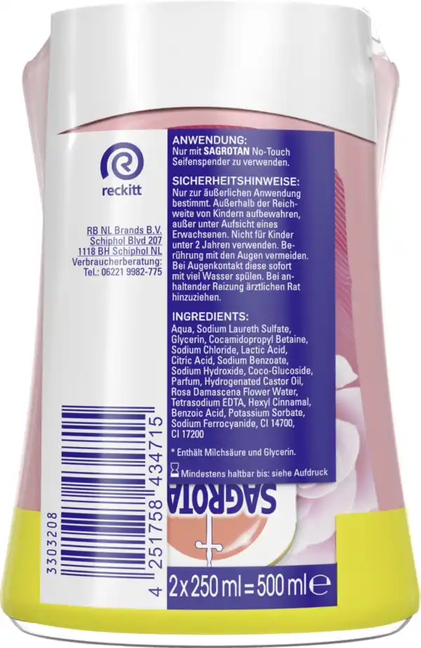 Bild 2 von Sagrotan No-Touch Nachfüller Rose & Shea Duft Vorratspack, 500 ml