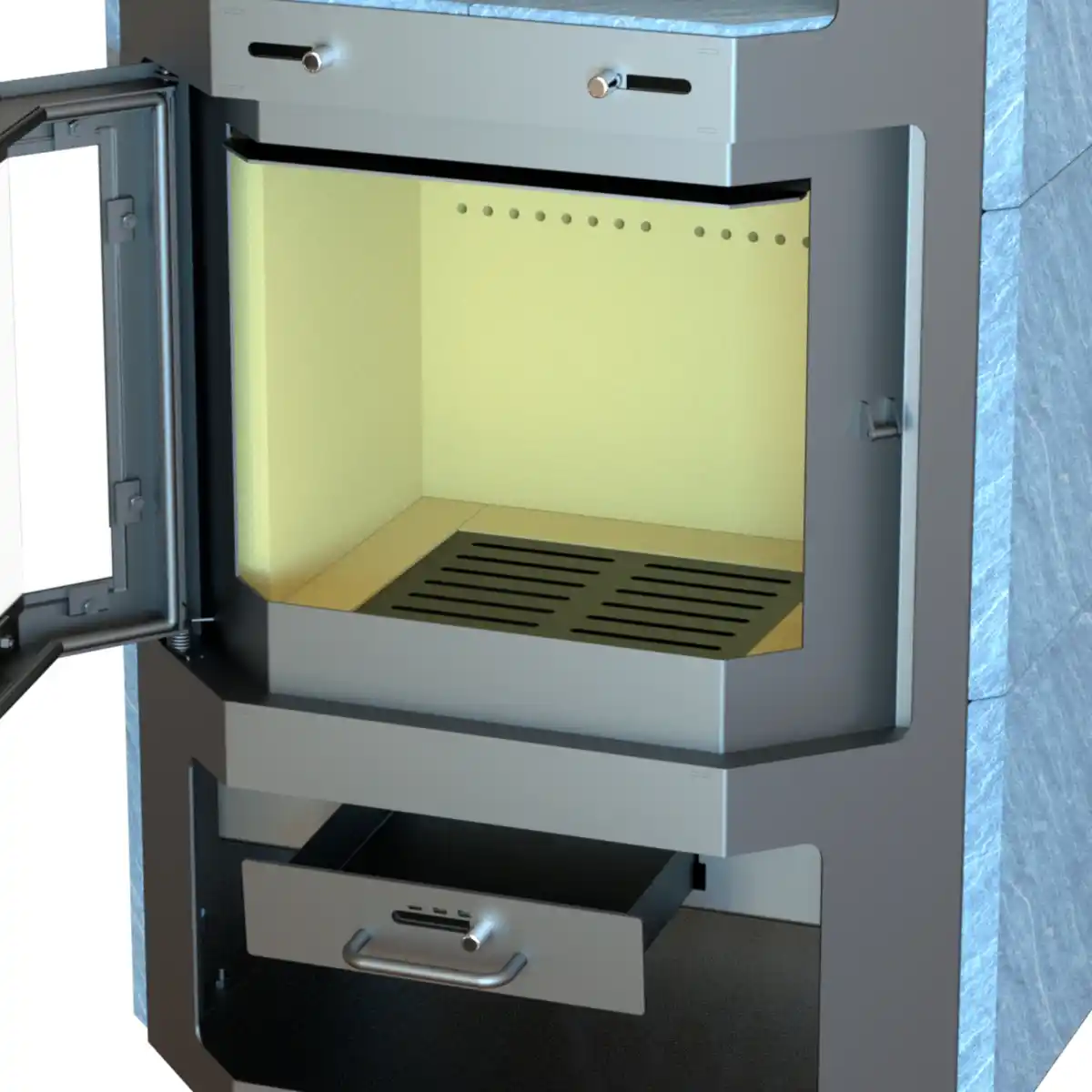 Bild 4 von THERMIA Kaminofen »Saarbrücken«, grau, Naturstein, 8,5 kW