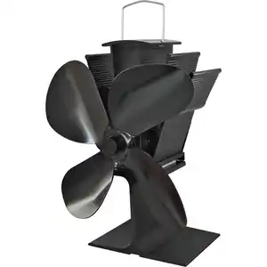CASAYA Kaminofenventilator, 4-flüglig, Stahl, schwarz