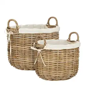 Korb »Universell«, DxH: 48 x 45 cm, rund, Rattan/Baumwolle, braun