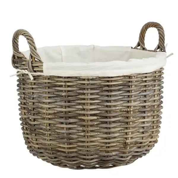 Bild 1 von Korb »Universell«, DxH: 48 x 45 cm, rund, Rattan/Baumwolle, grau