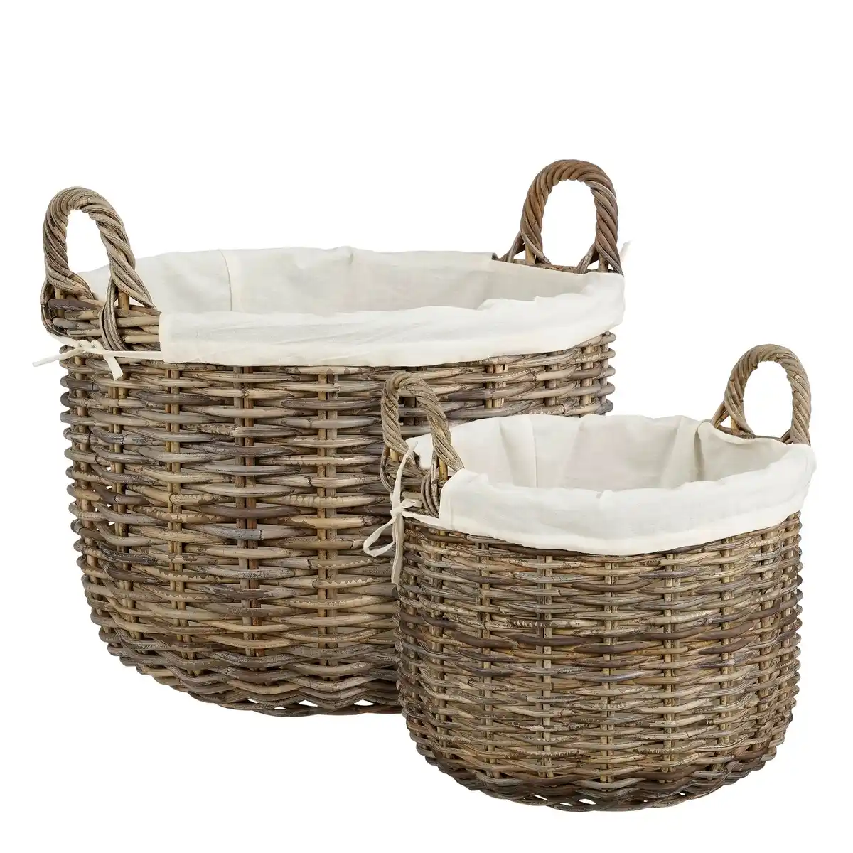 Bild 2 von Korb »Universell«, BxHxT: 24 x 40 x 32 cm, rund, Rattan/Baumwolle, grau