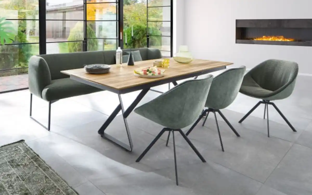 Bild 1 von VENJAKOB - Essgruppe Impuls P2/Liv/ET352 PUH, Eiche rustico hell, khaki/hellgrün