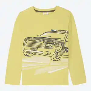 Kinder-Jungen-Langarmshirt mit Polizeiauto-Druck