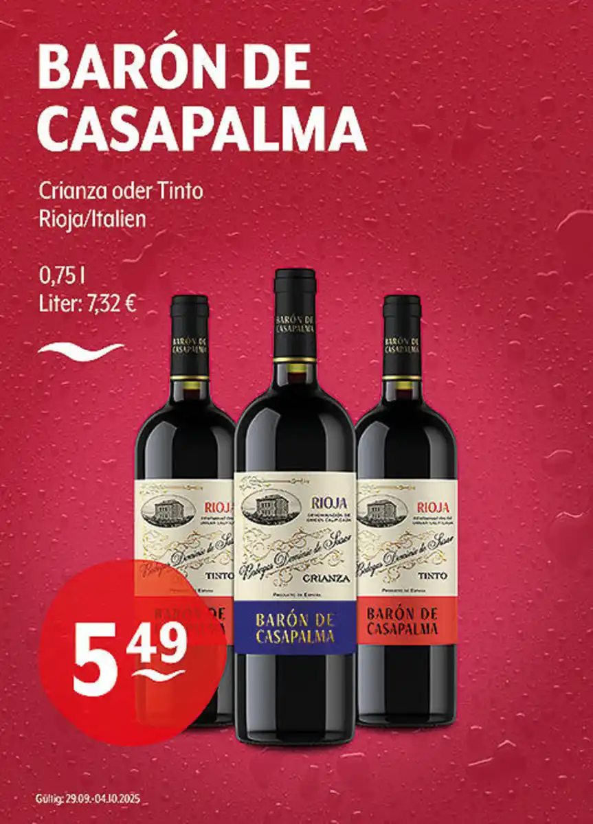 Bild 1 von BARÓN DE CASAPALMA Crianza oder Tinto Rioja/Italien