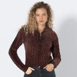 Damen-Chenille-Troyer mit Reißverschluss