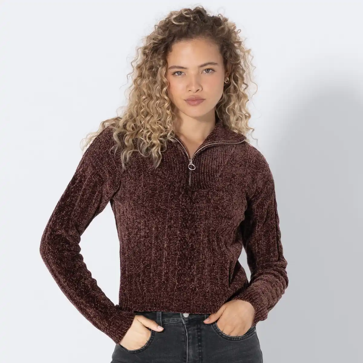 Bild 1 von Damen-Chenille-Troyer mit Reißverschluss