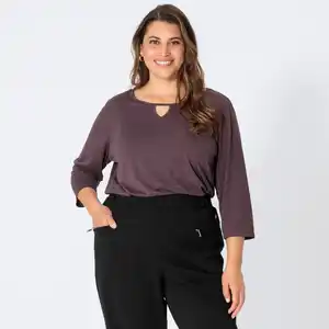 Damen-Shirt in Mélange-Optik, große Größen
