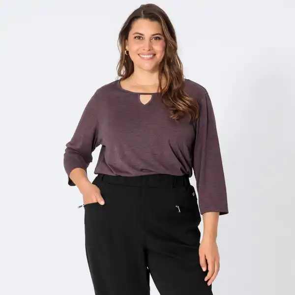 Bild 1 von Damen-Shirt in Mélange-Optik, große Größen